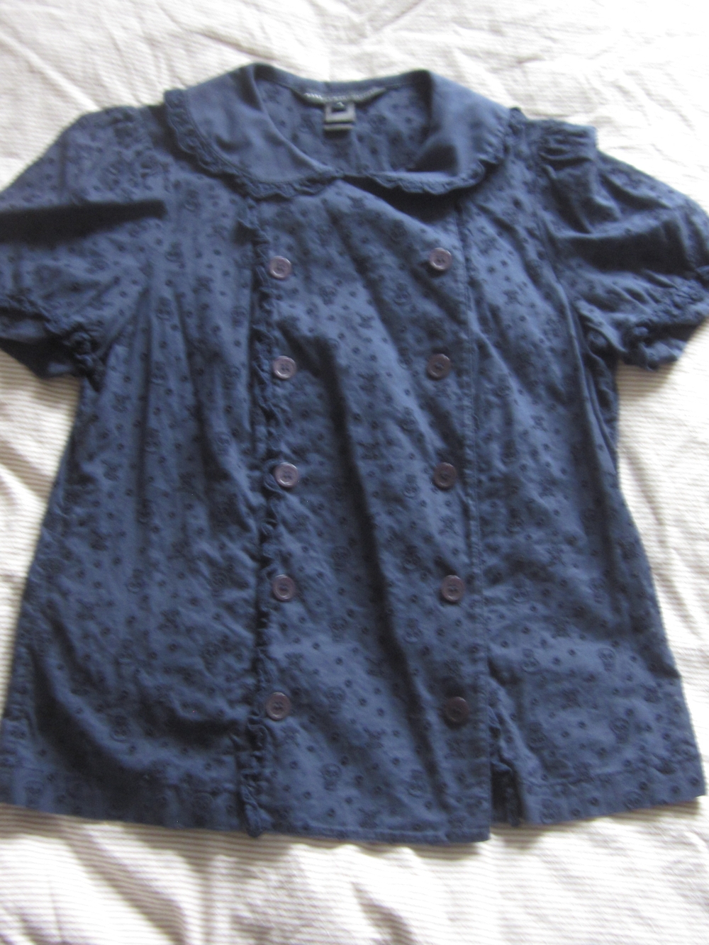Marc by Marc Jacobs Skull Eyelet Blouse Navy Embroidered